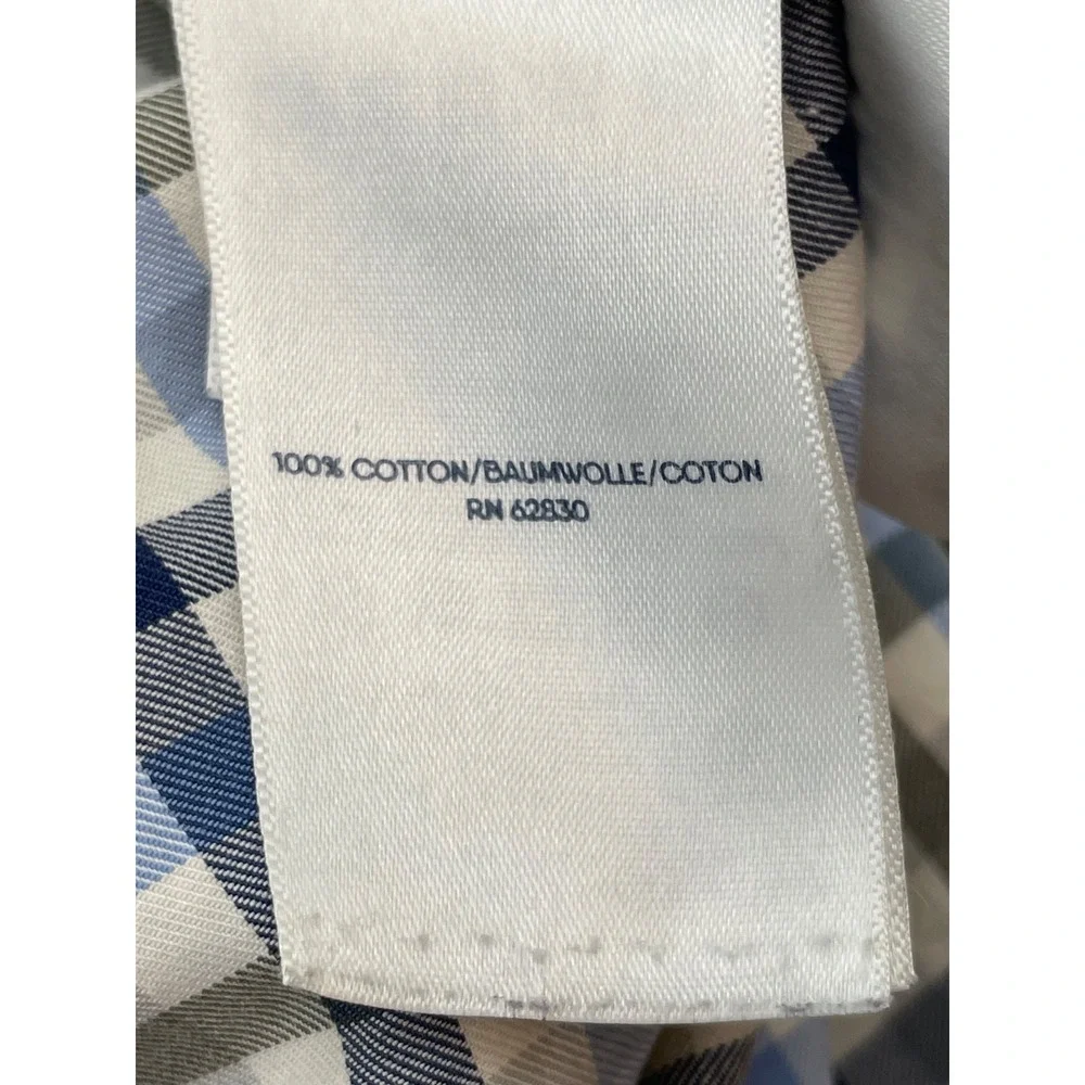 Lands End Shirt Men Medium (15-15.5) Plaid 100% Cotton Traditional Button Down